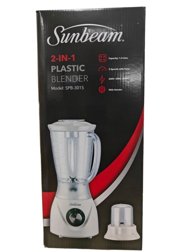 Spb-3015-4 SUNBEAM 2 IN 1 PLASTIC BLENDER 300 W Mixer Grinder (2 Jars, white)