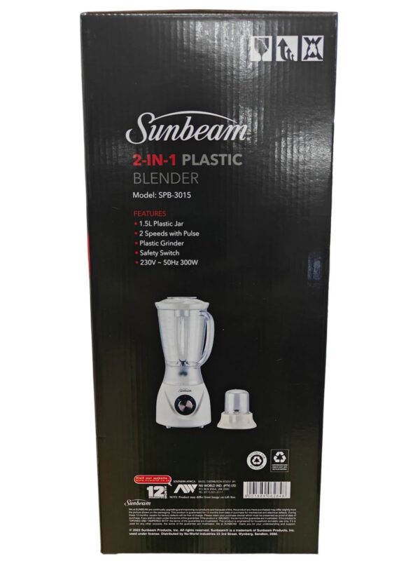 Spb-3015-5 SUNBEAM 2 IN 1 PLASTIC BLENDER 300 W Mixer Grinder (2 Jars, white)