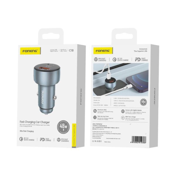 c18.1 Foneng 48W fast car charger type-c to C cable C18
