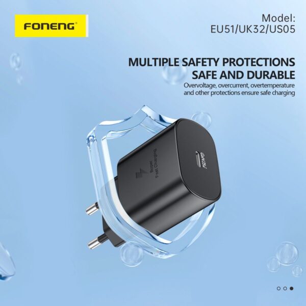eu51.4 Single Port Type-C Fast charging Plug Black EU51