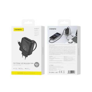 max50-eu-1 FONENG Max50-EU Compatible 65w A+C 2Port GaN Charger with Retractable Cable