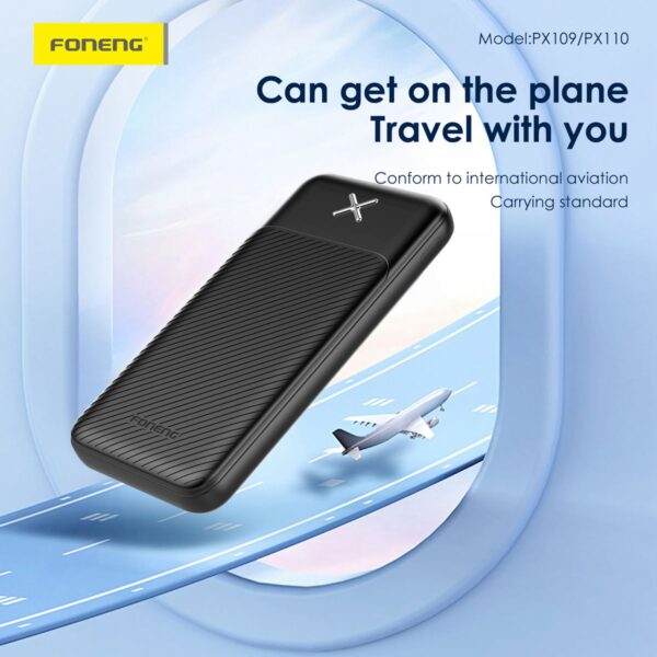 px109.2 10,000mAh Dual USB output fast charging power bank black PX109