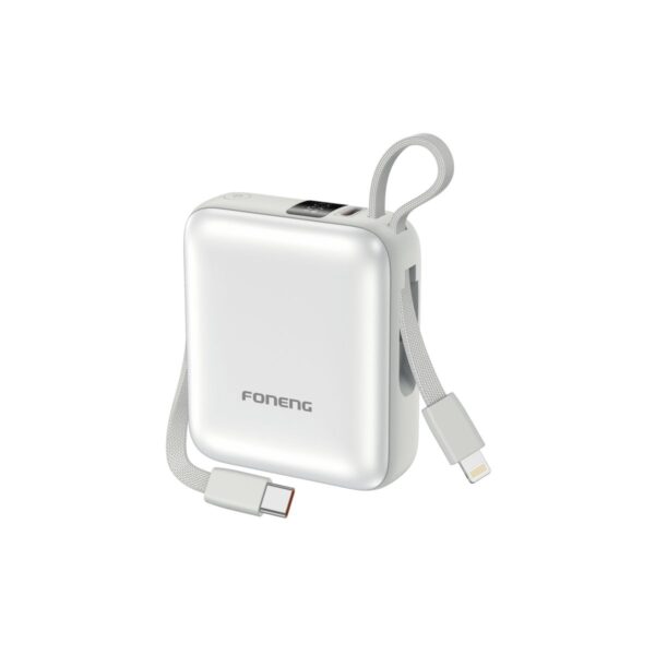 px115.7 10000 mAh Mini Dual-Cable 22.5W Fast Charging Power Bank - Silver