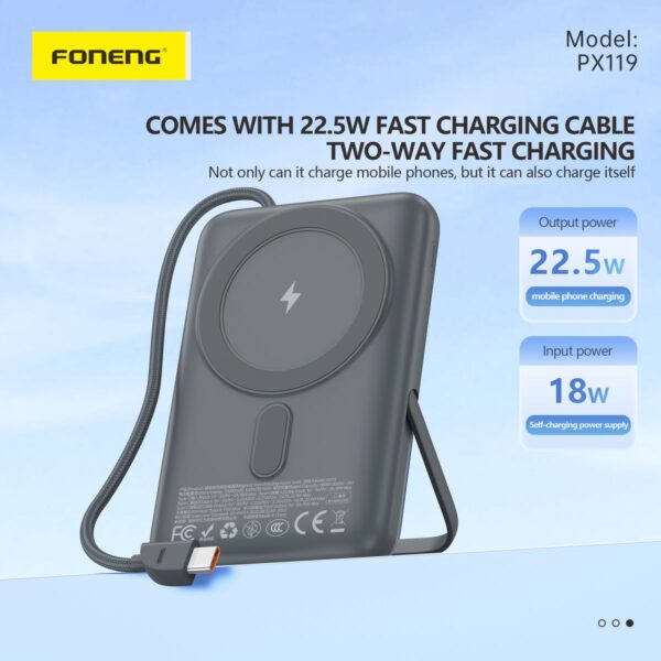 px119.4 10,000 mAh Magnetic Fast Charging Power Bank PX119