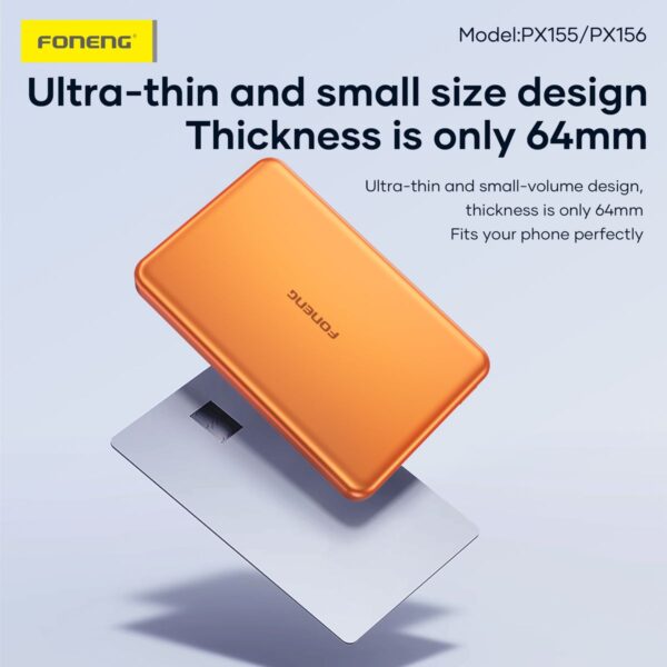 px156.4 Foneng Px156 Ultra Thin fast Charging Wireless Power Bank - Orange